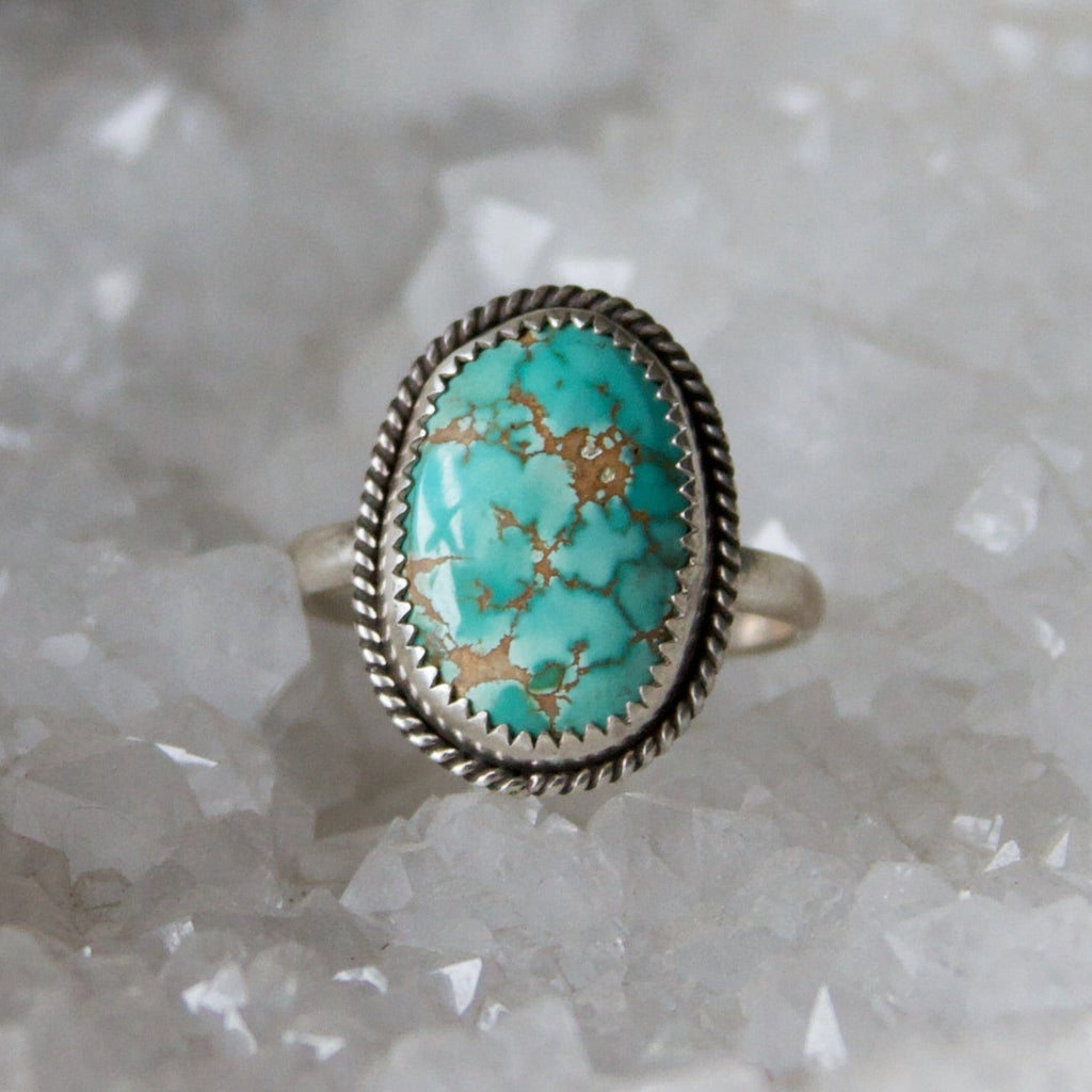 Carico Lake Turquoise Detailed Sterling Silver Ring 9