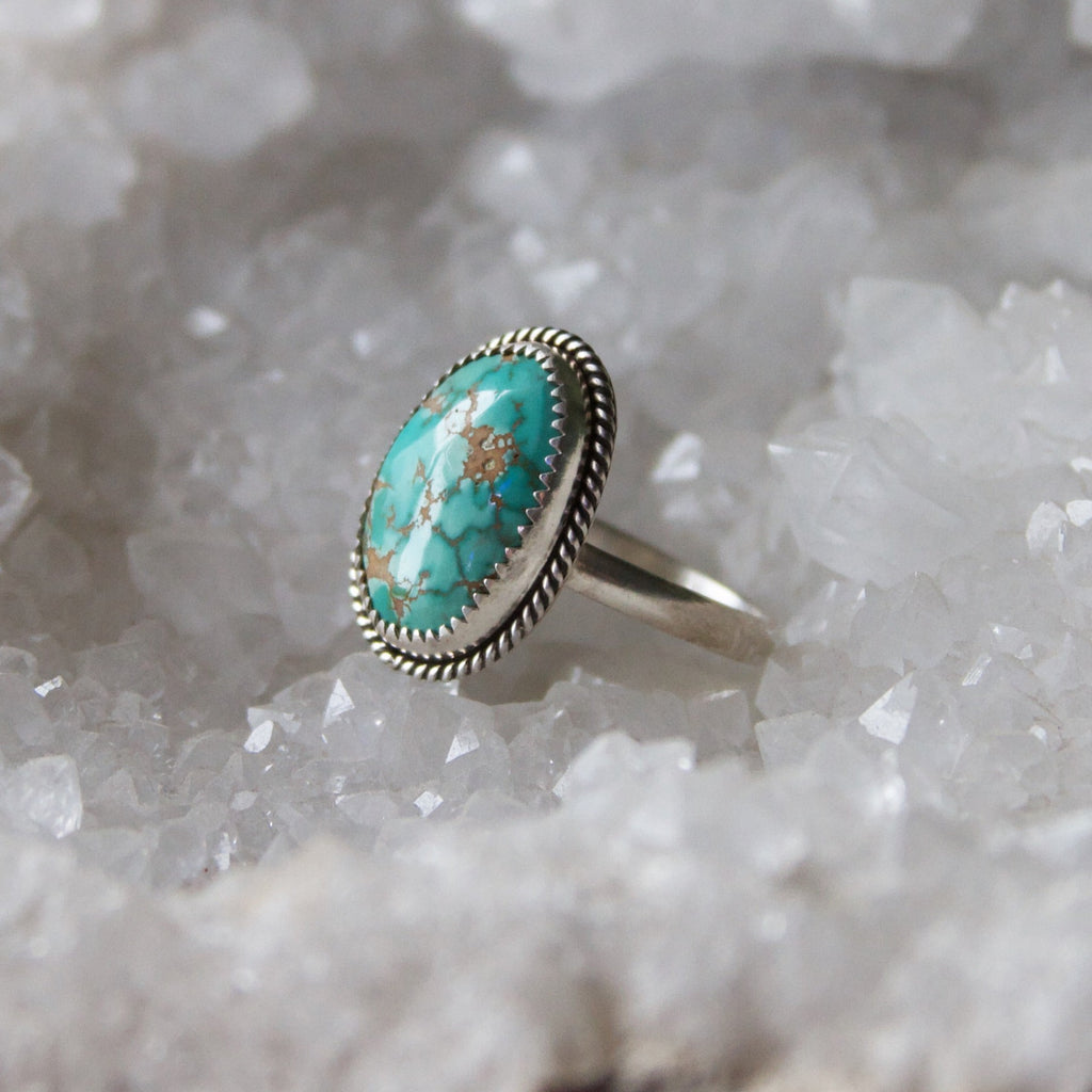 Carico Lake Turquoise Detailed Sterling Silver Ring 9