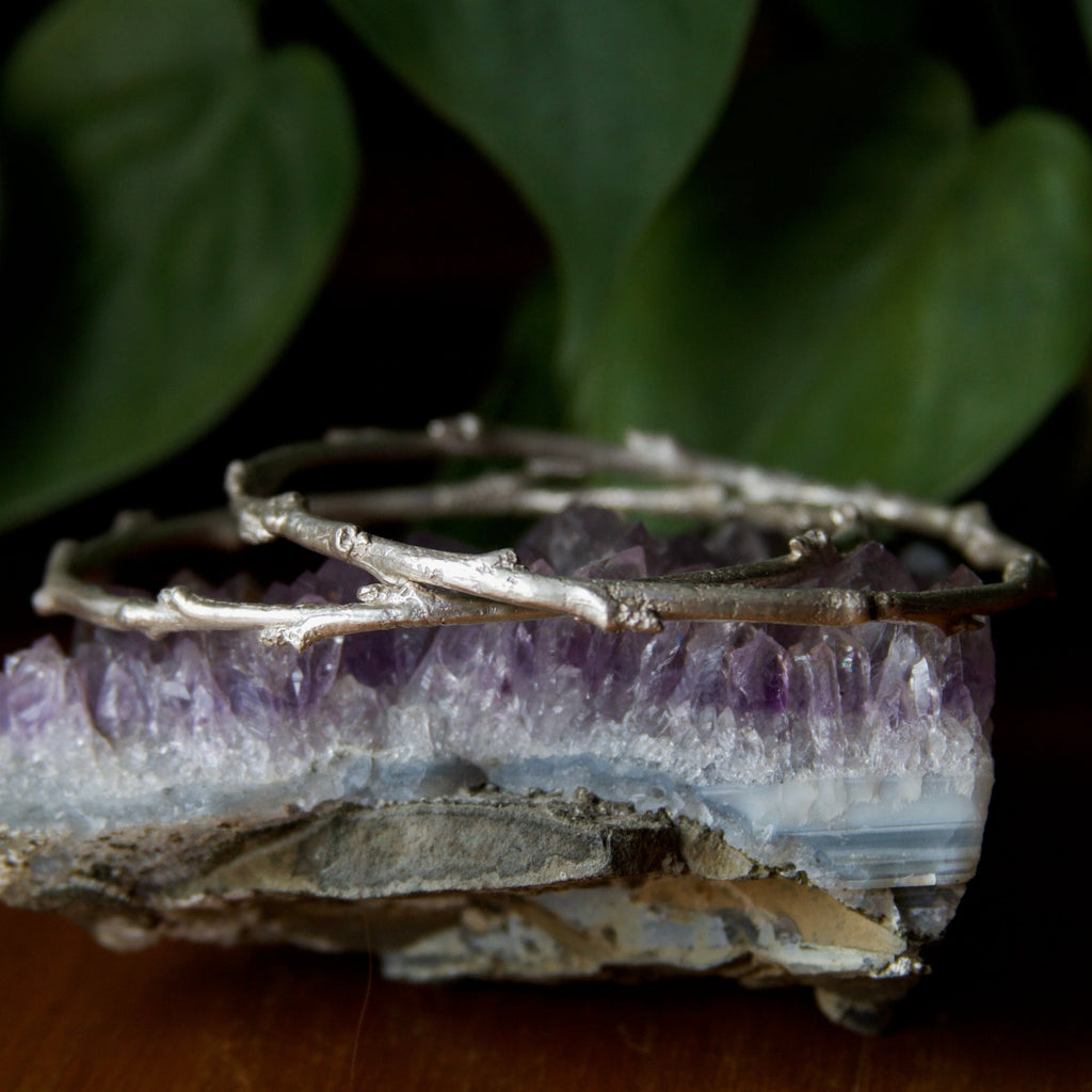 Budding Branch Sterling Silver Bangles