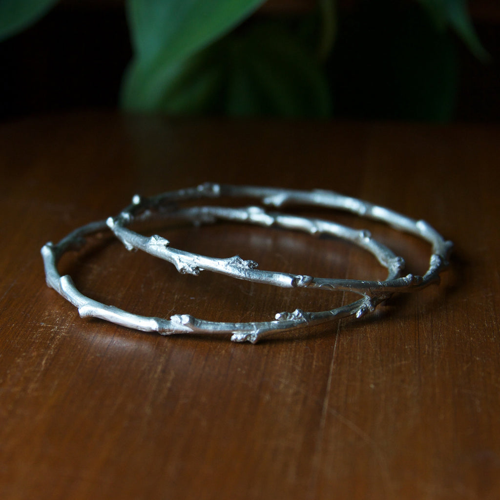 Budding Branch Sterling Silver Bangles