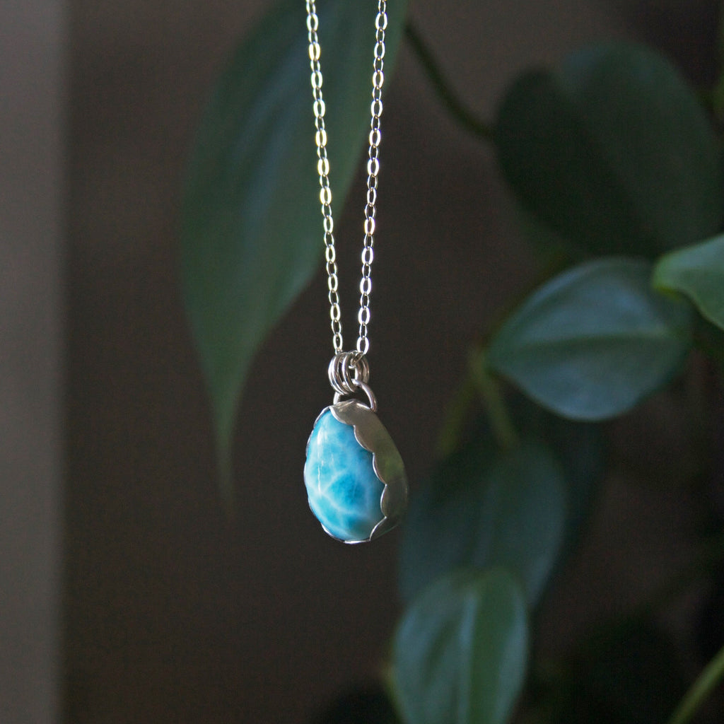 Larimar Teardrop Sterling Silver Necklace