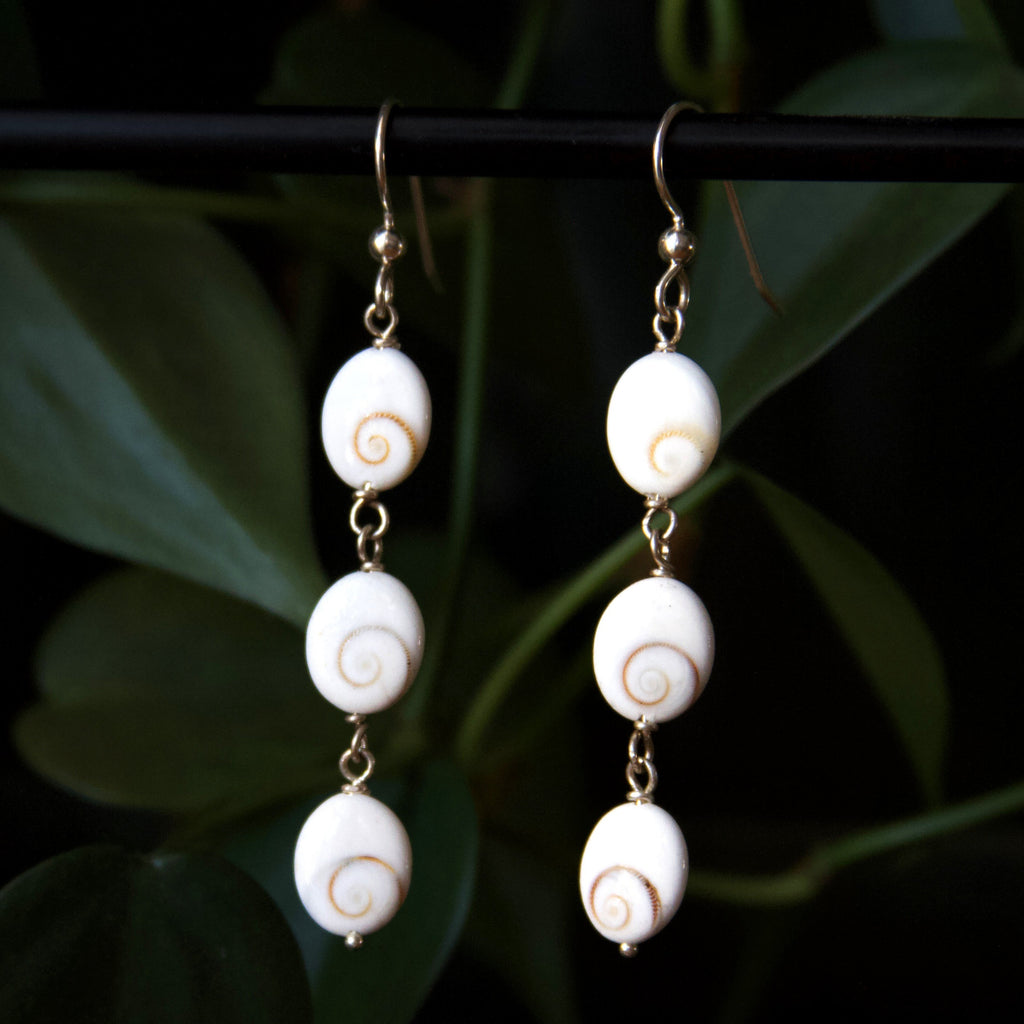 Shiva Shell Drop Sterling Silver Earrings