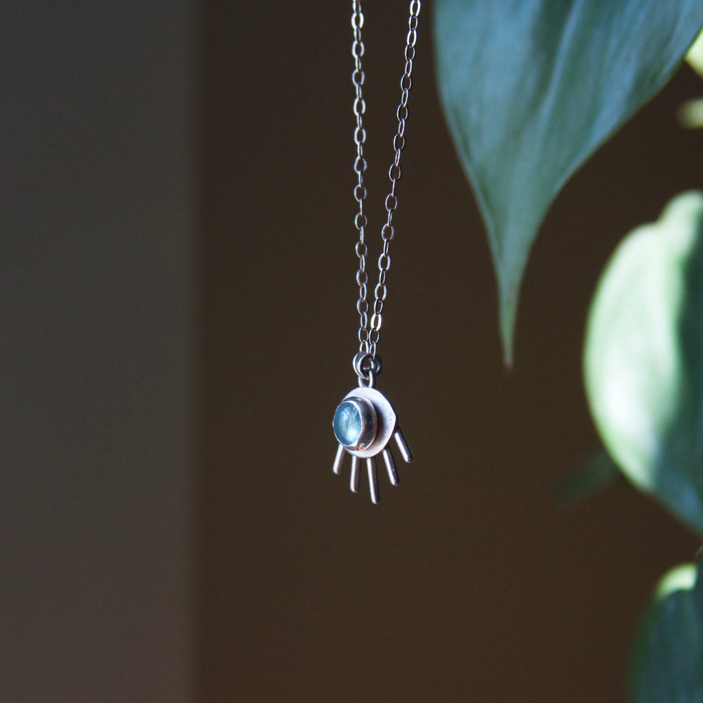 Aquamarine Third Eye Sterling Silver Necklace