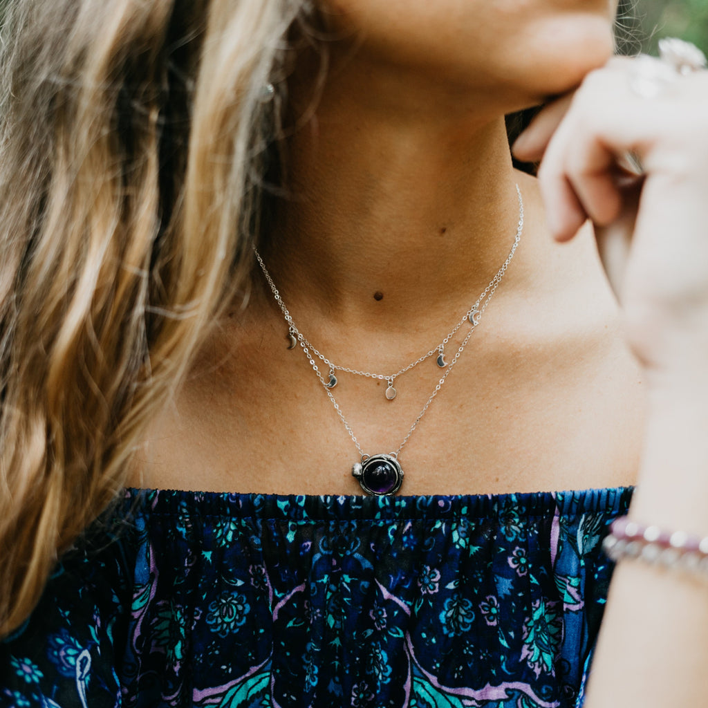 Moon Phases Sterling Silver Necklace