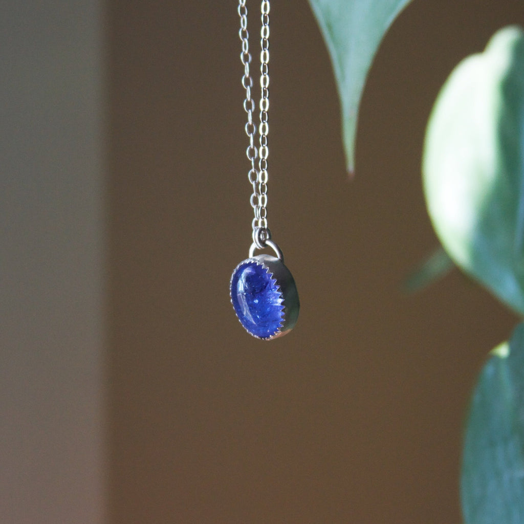 Tanzanite Oval Sterling Silver Necklace