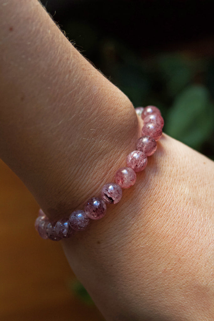 Strawberry Quartz Beaded Stretch Bracelet