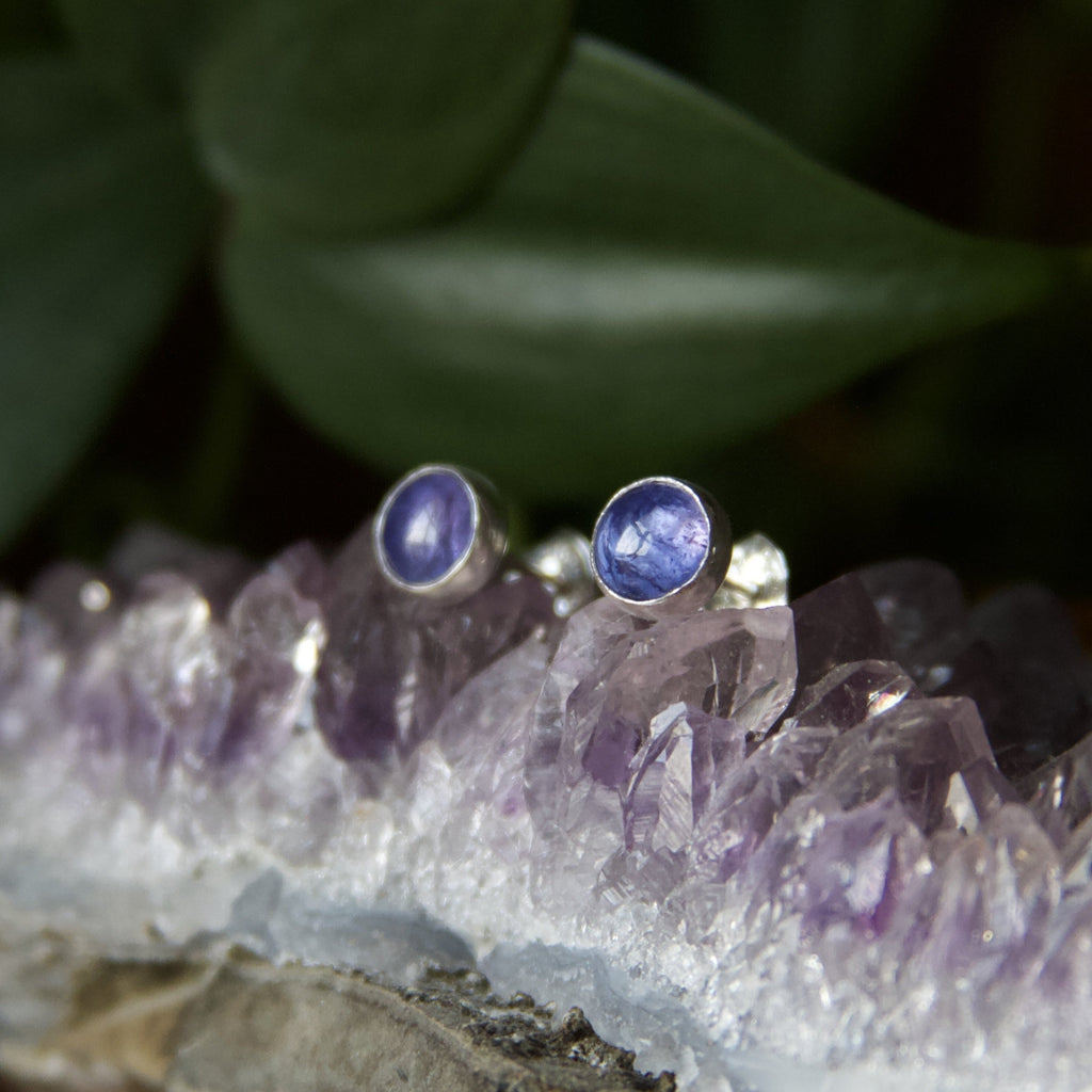 Tanzanite Sterling Silver Stud Earrings