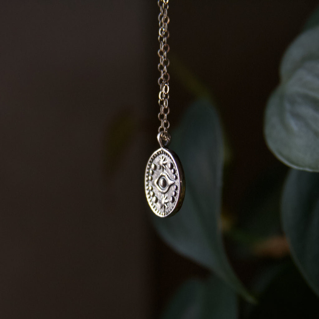 Mystical Eye Sterling Silver Coin Necklace