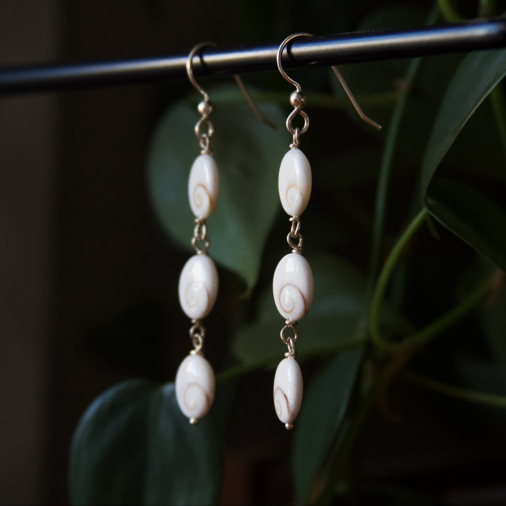 Shiva Shell Drop Sterling Silver Earrings