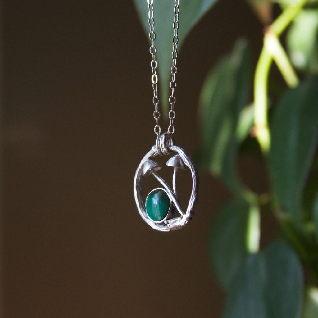 Turquoise Mushroom Terrarium Necklace