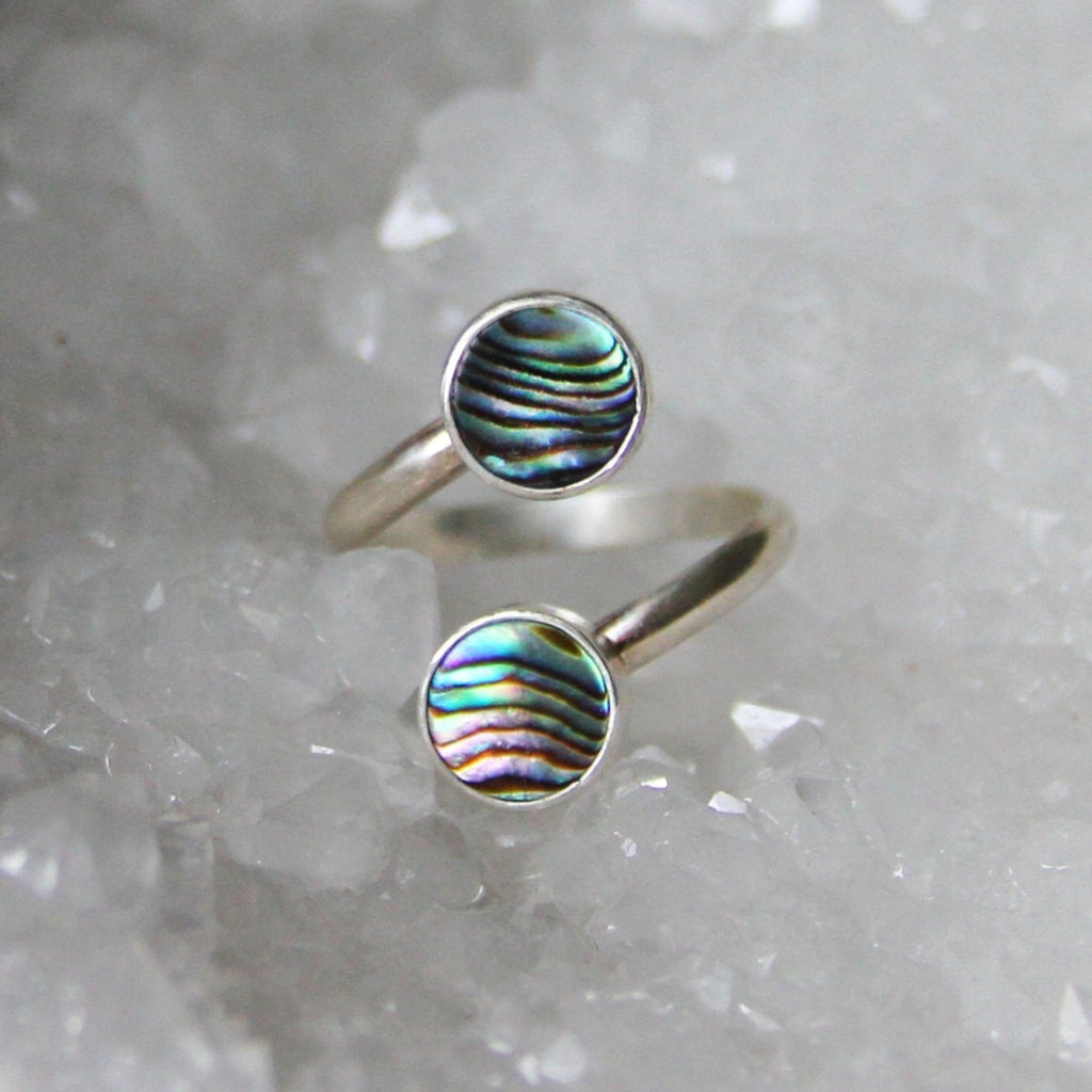 Abalone Spiral Adjustable Sterling Silver Ring