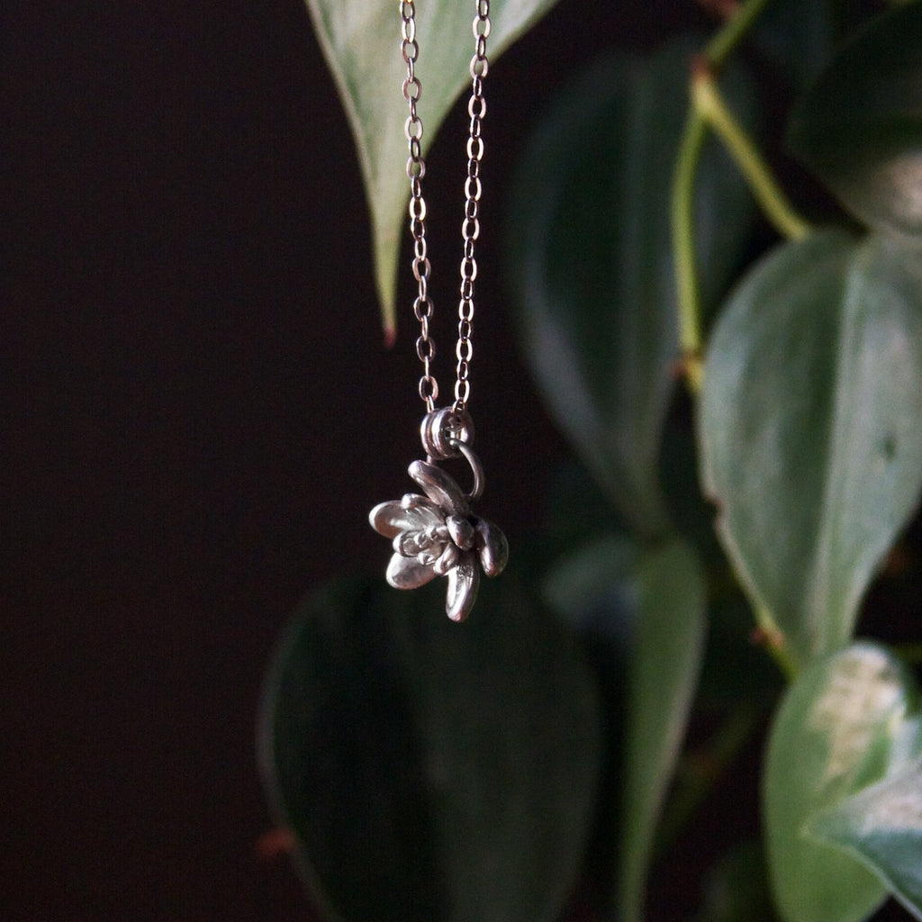 Succulent Flower II Sterling Silver Necklace