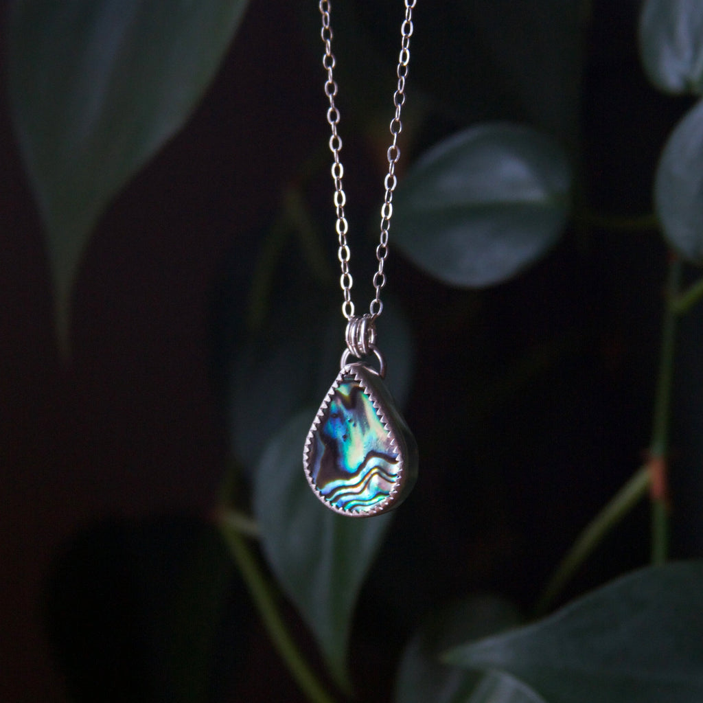 Abalone Shell Teardrop Sterling Silver Necklace