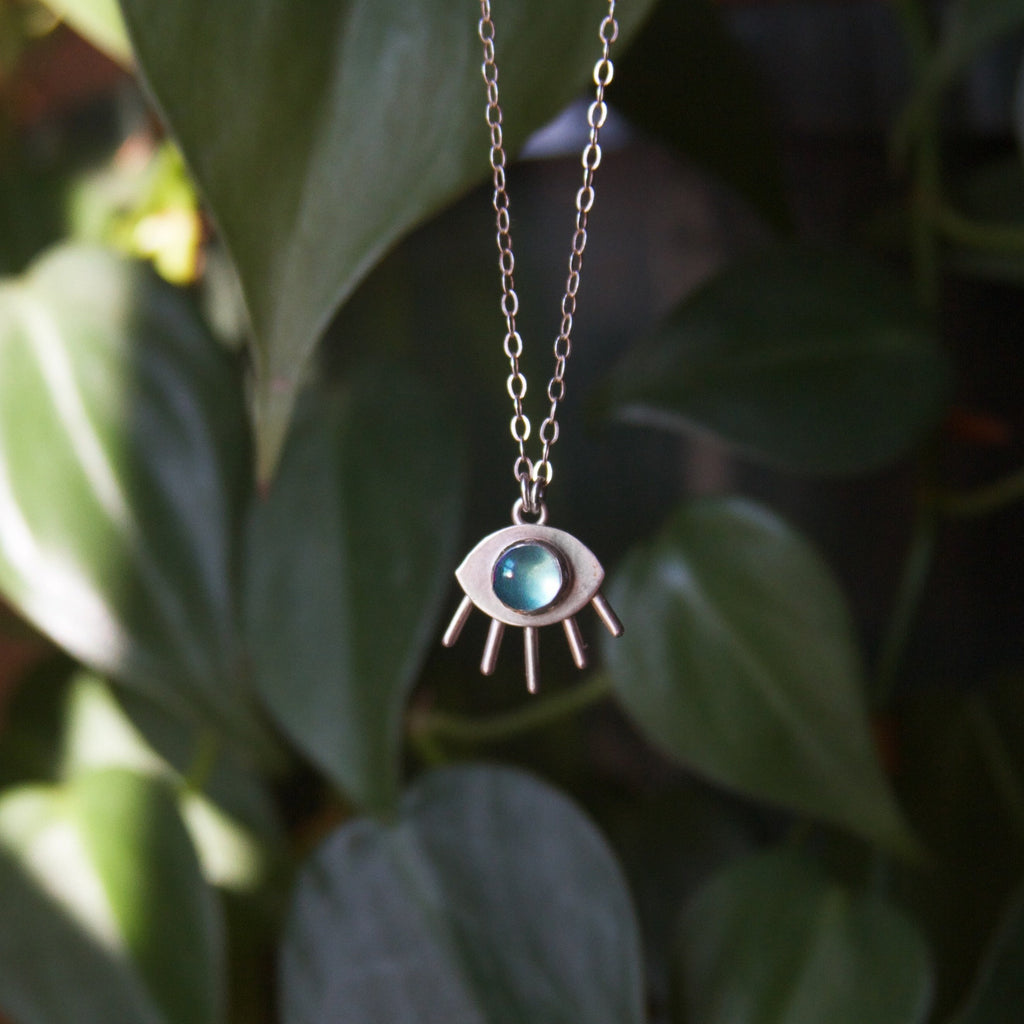 Aquamarine Third Eye Sterling Silver Necklace