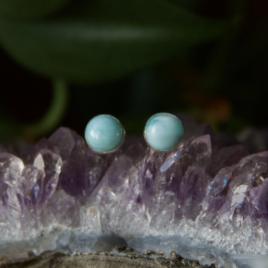 Larimar Sterling Silver Stud Earrings