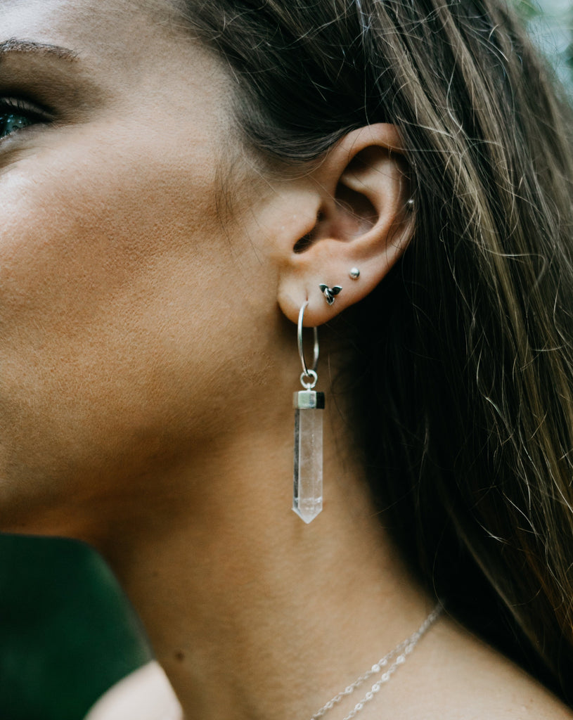 Quartz Traveler Sterling Silver Hoops