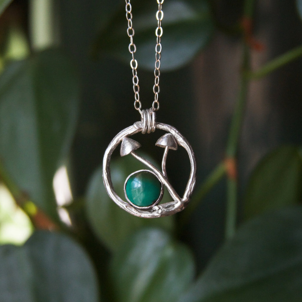 Turquoise Mushroom Terrarium Necklace