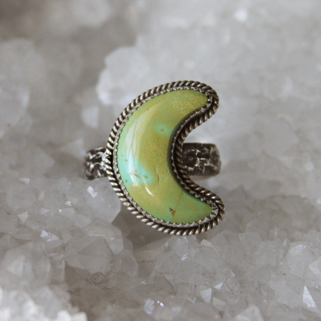 Cochise Turquoise Crescent Moon Sterling Silver Ring