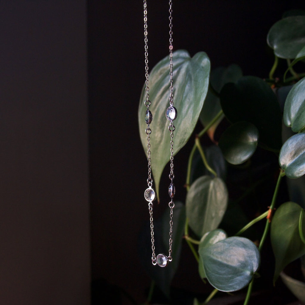 Clear Crystal Sterling Silver Layering Necklace