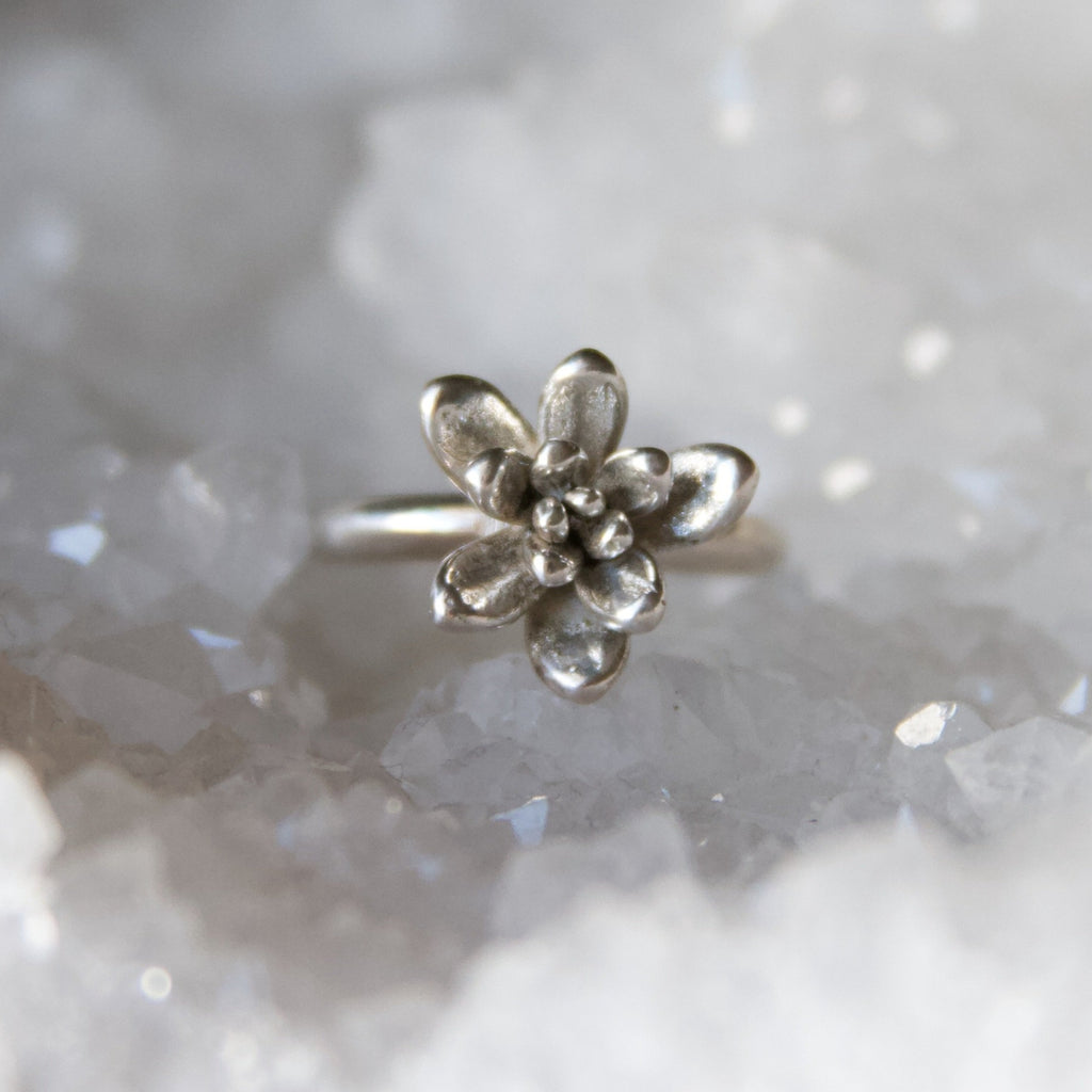 Succulent Flower Sterling Silver Ring II