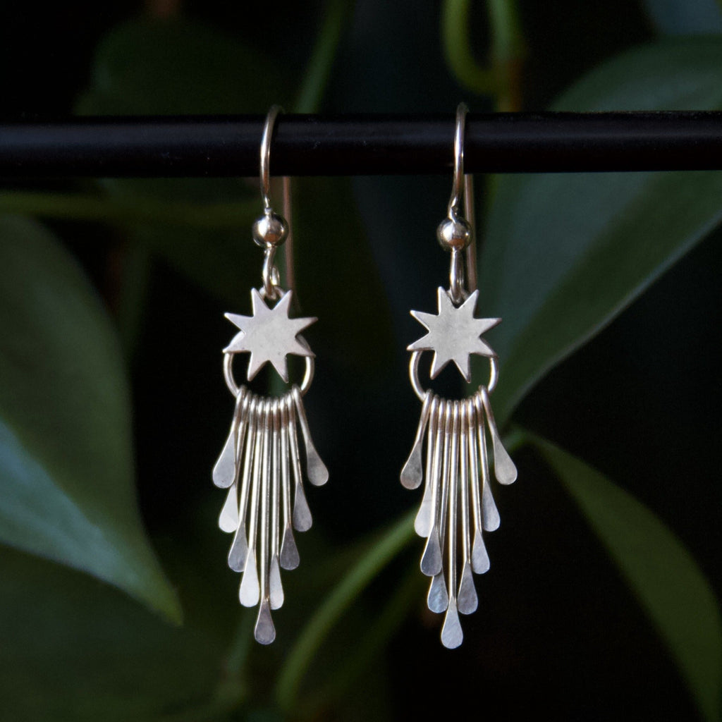 Celestial Star Fringe Sterling Silver Earrings