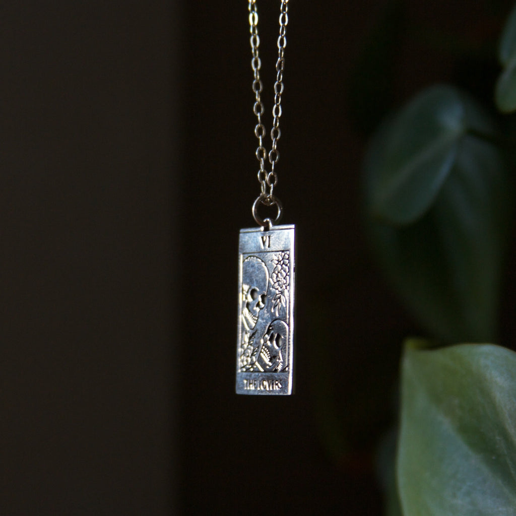 The Lovers Tarot Charm Sterling Silver Necklace