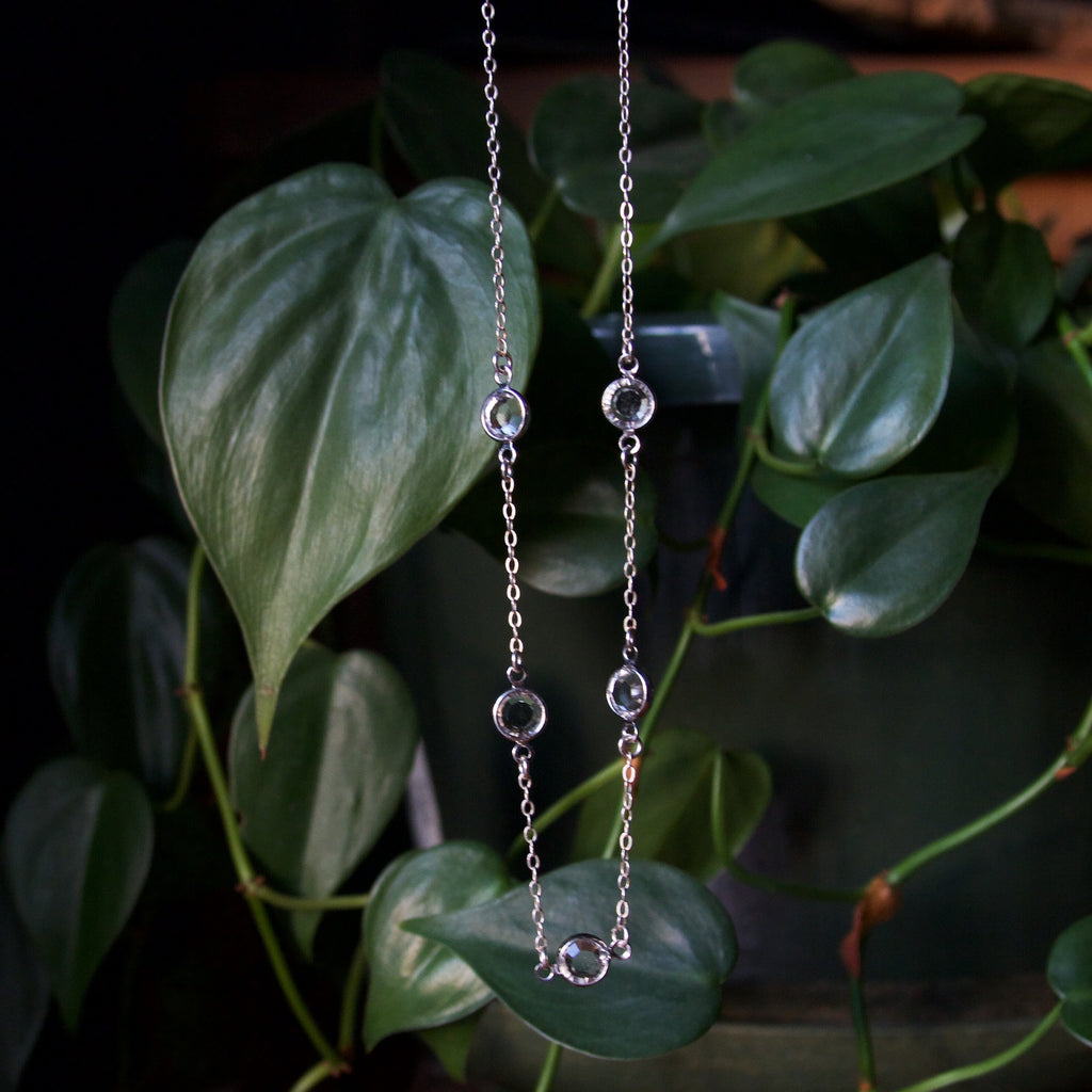 Clear Crystal Sterling Silver Layering Necklace