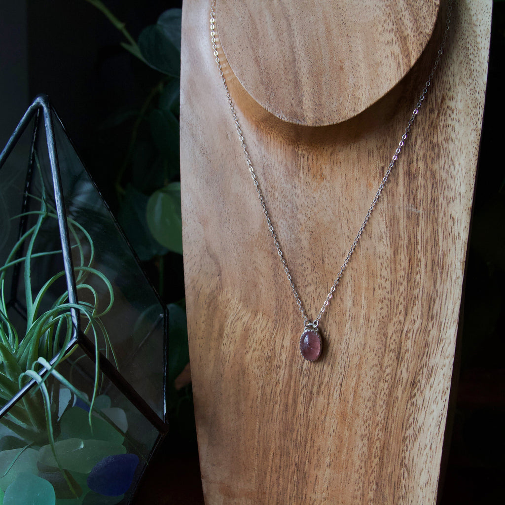 Strawberry Quartz Sterling Silver Necklace