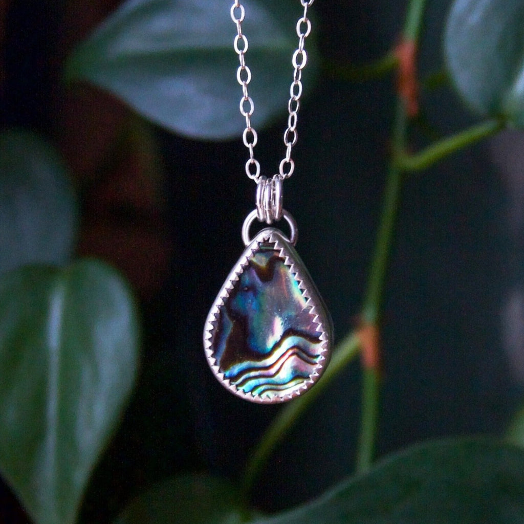 Abalone Shell Teardrop Sterling Silver Necklace