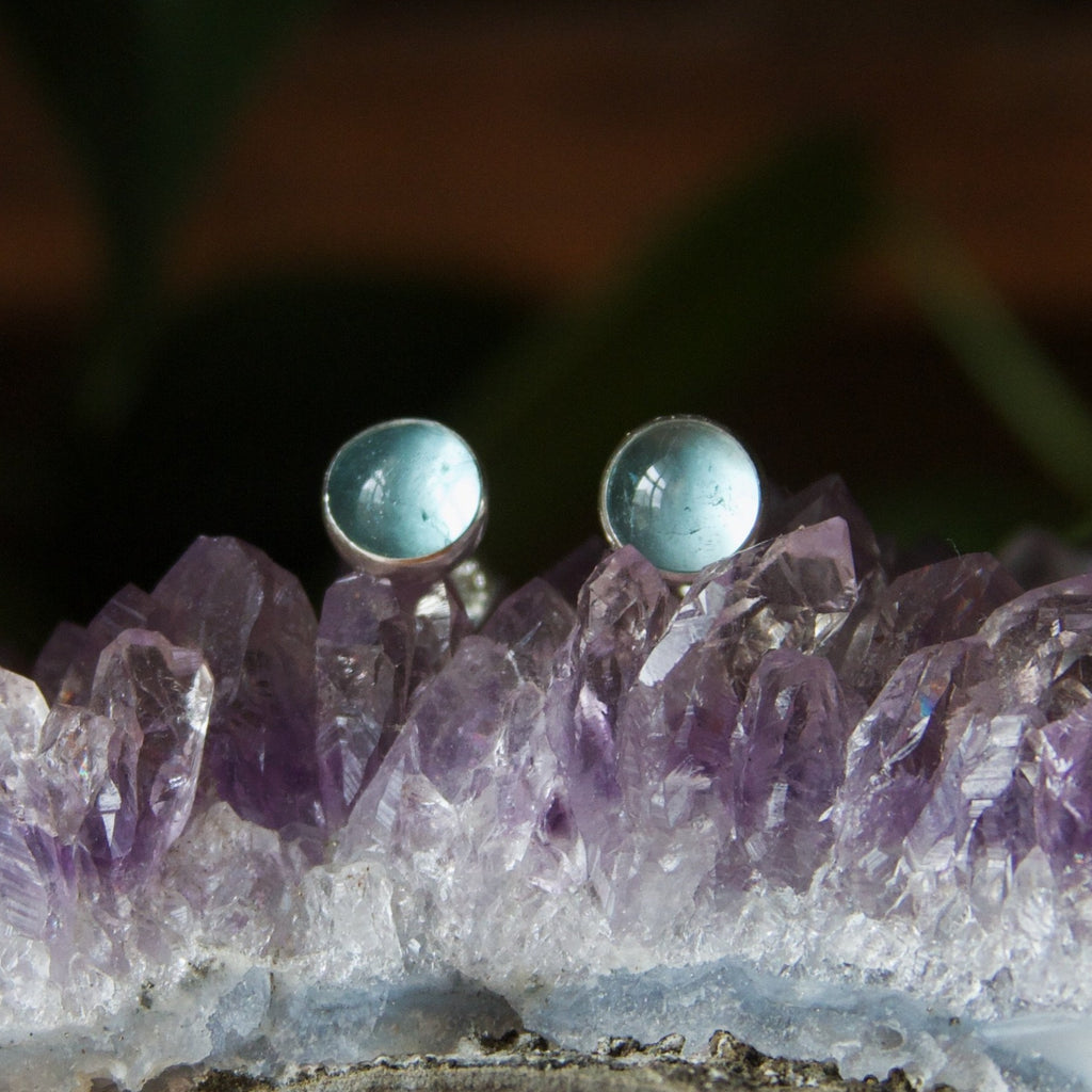 Aquamarine Sterling Silver Stud Earrings