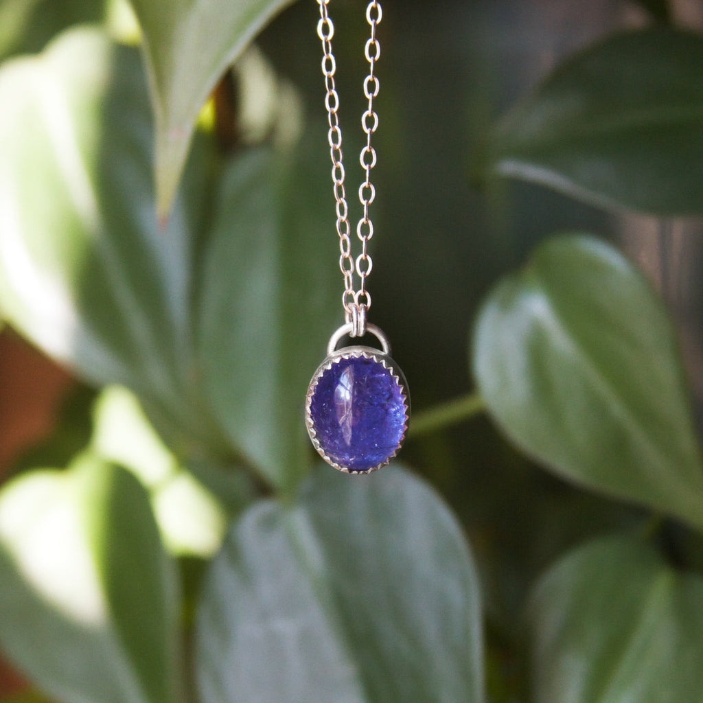 Tanzanite Oval Sterling Silver Necklace