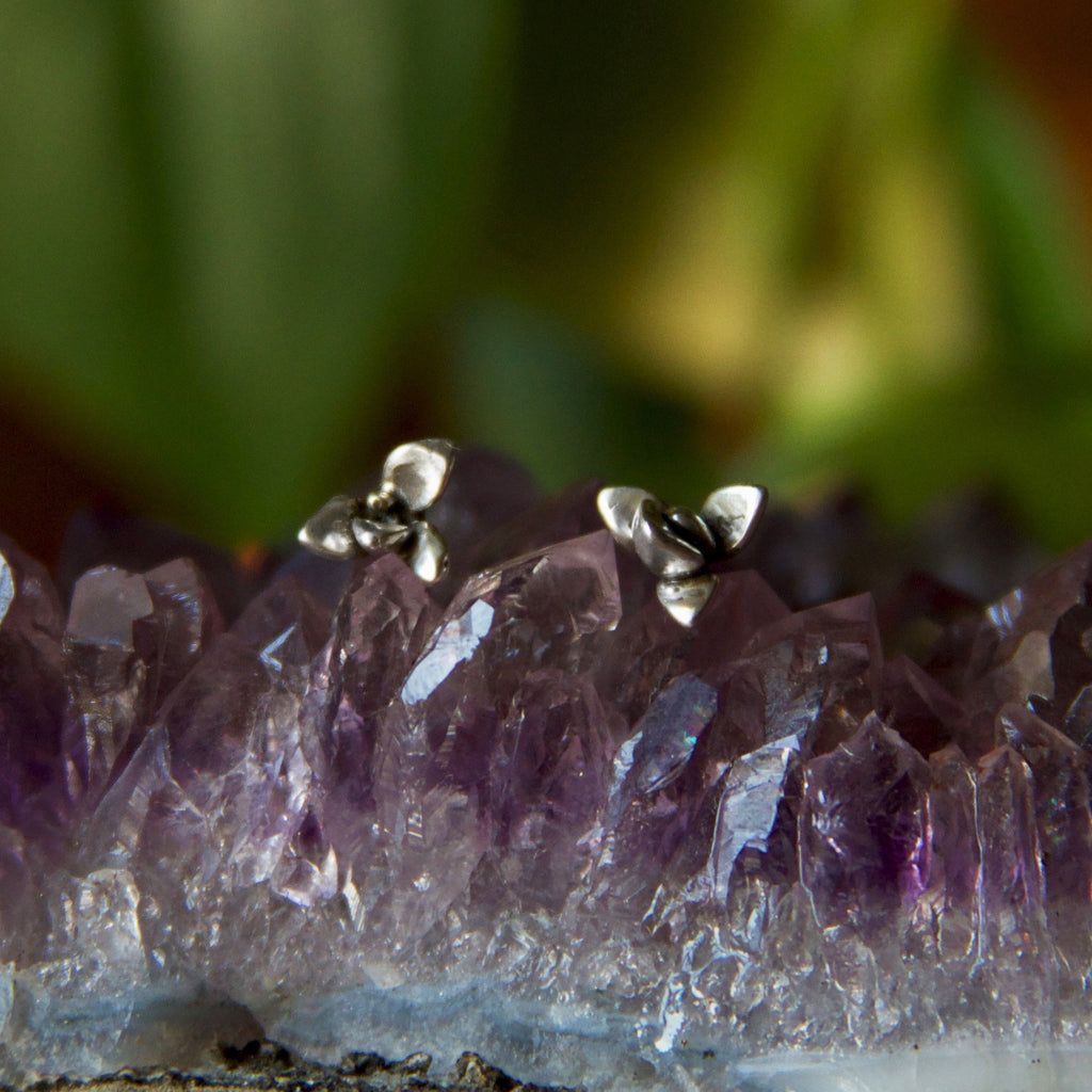 Succulent Flower Bud Sterling Silver Stud Earrings