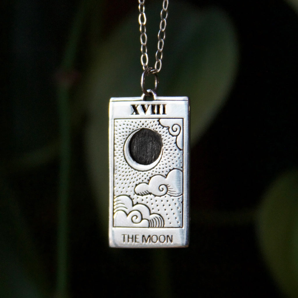 The Moon Tarot Charm Sterling Silver Necklace