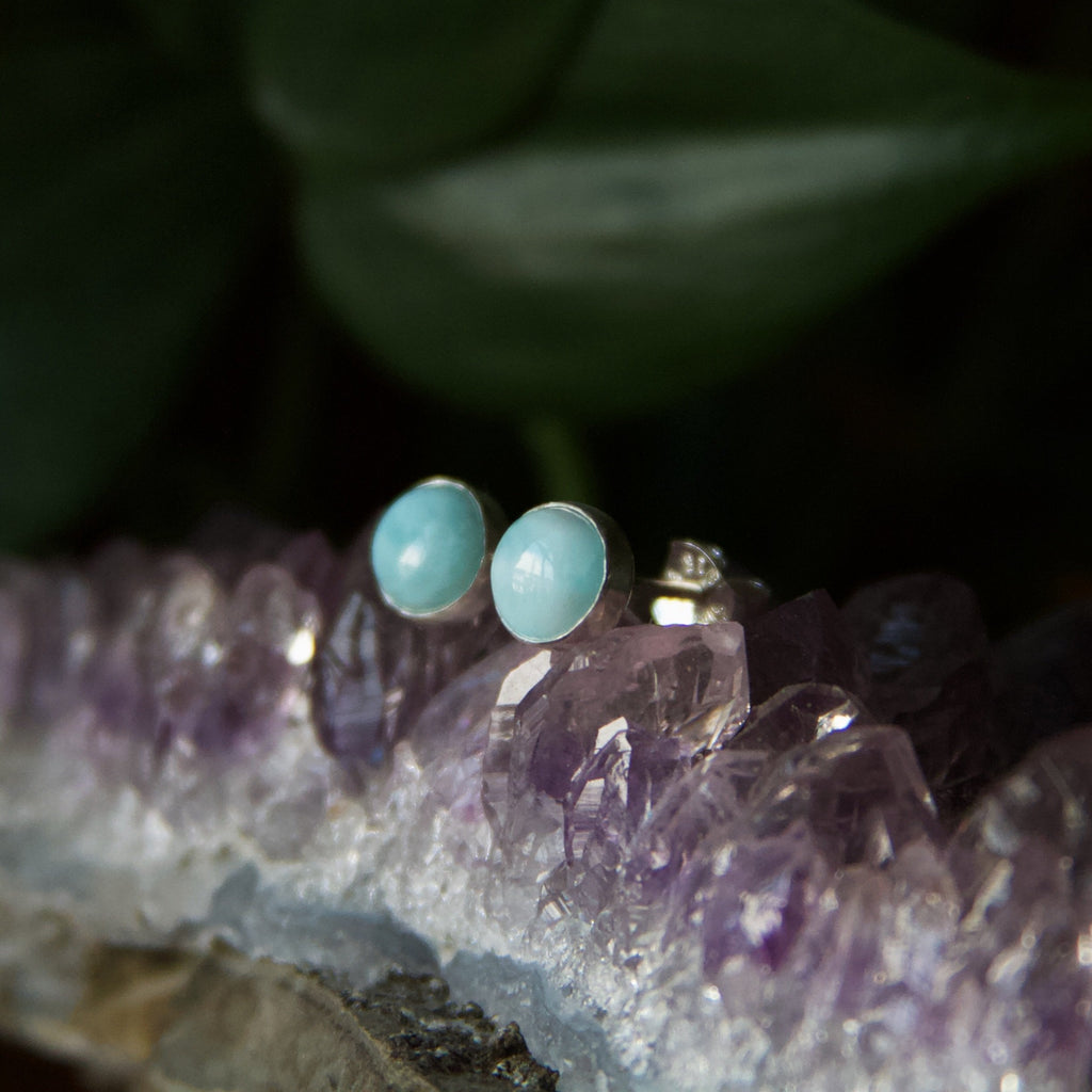 Larimar Sterling Silver Stud Earrings