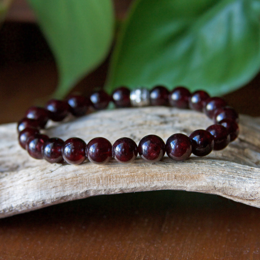 Garnet Beaded Stretch Bracelet