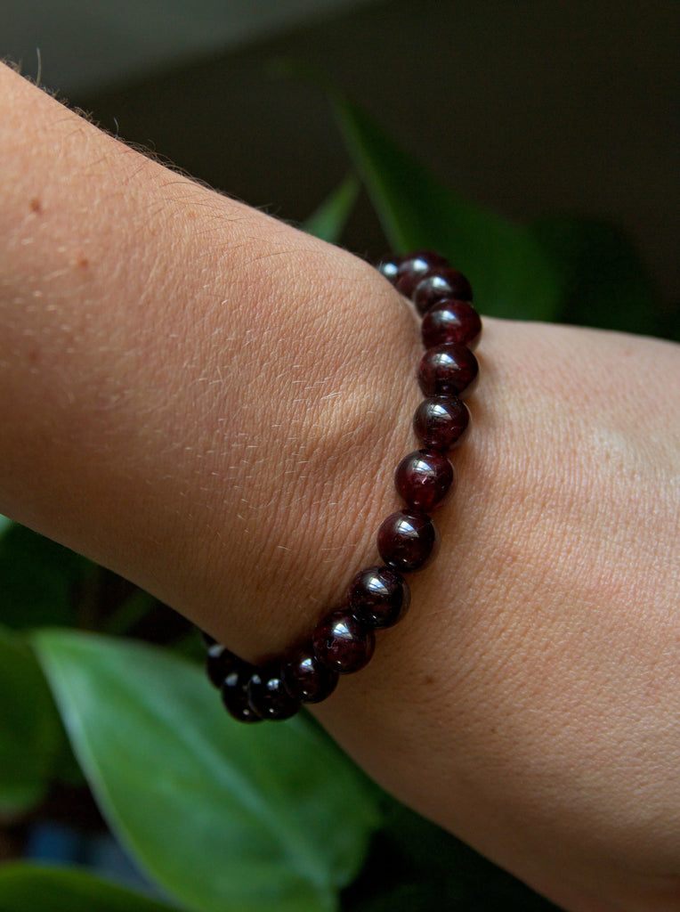 Garnet Beaded Stretch Bracelet