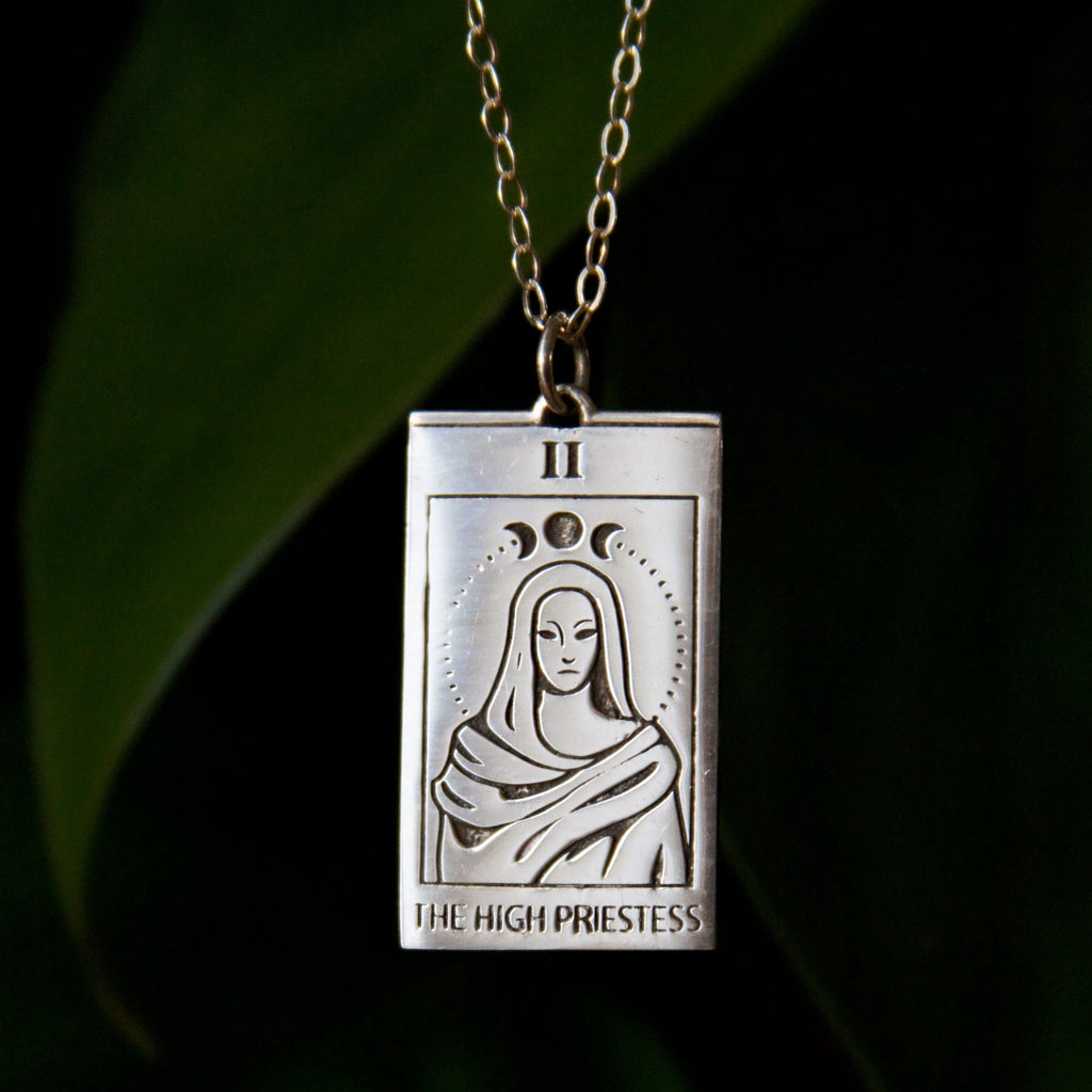 The High Priestess Tarot Charm Sterling Silver Necklace