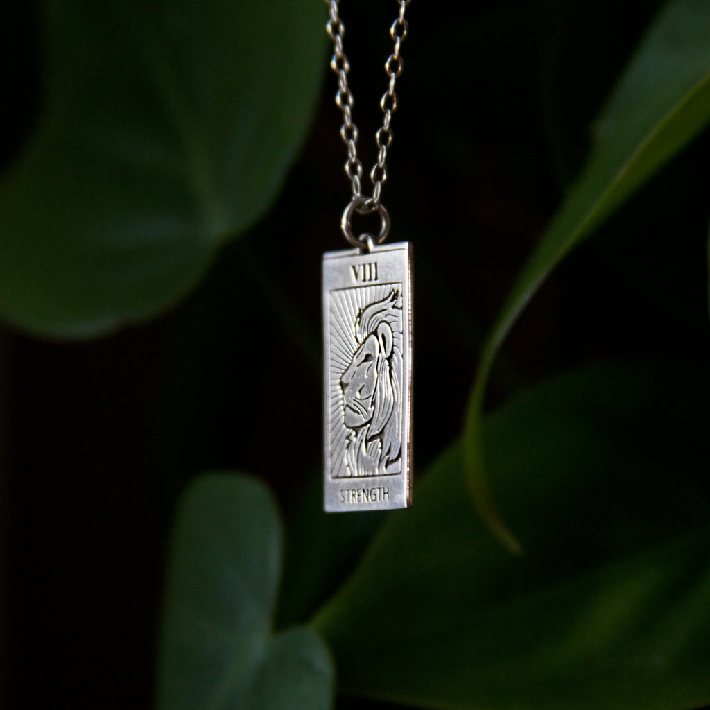 Strength Tarot Charm Sterling Silver Necklace