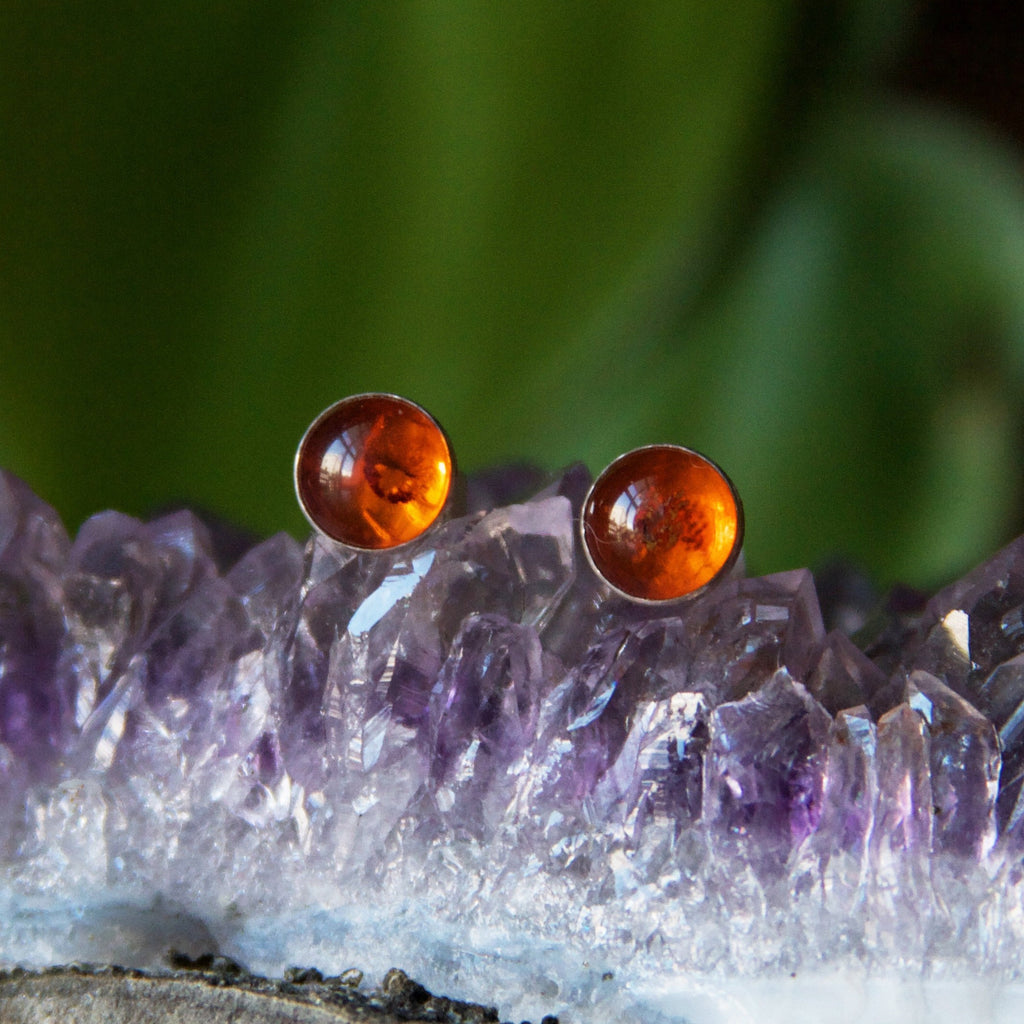 Baltic Amber Sterling Silver Stud Earrings