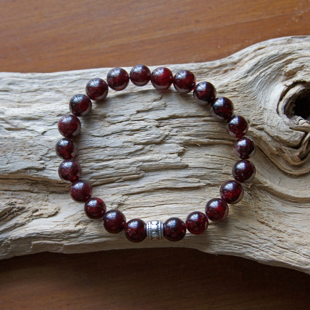 Garnet Beaded Stretch Bracelet