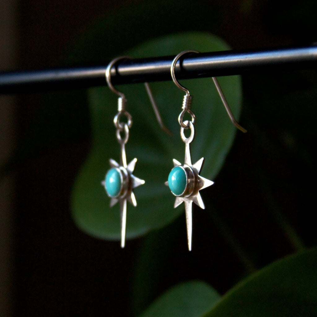 Turquoise Celestial Star Sterling Silver Earrings