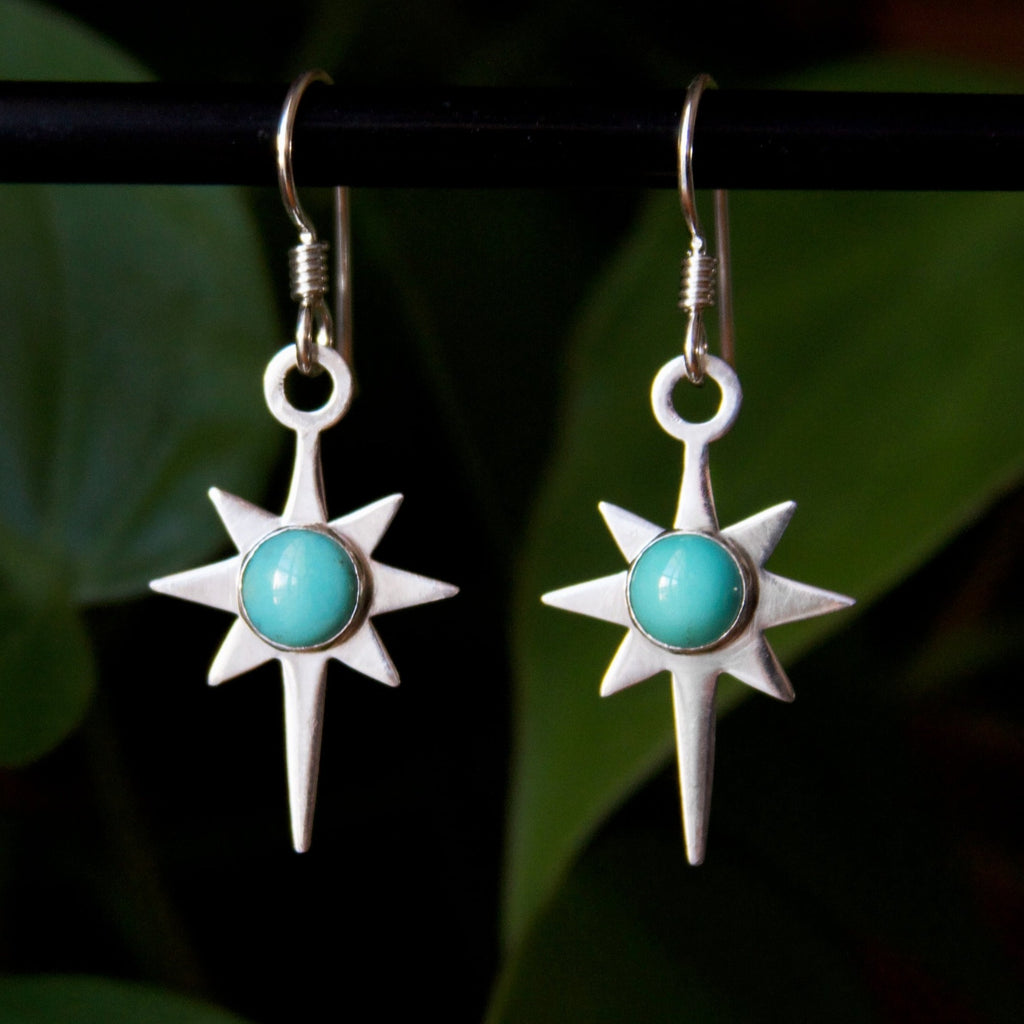 Turquoise Celestial Star Sterling Silver Earrings