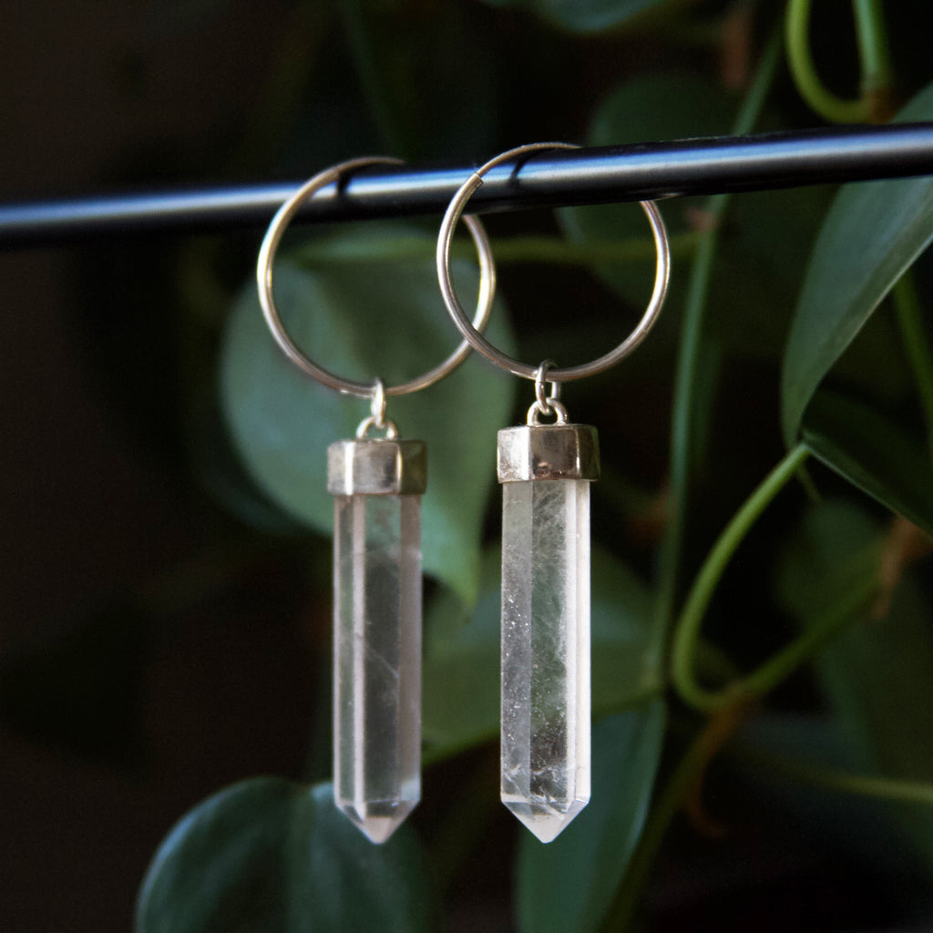 Quartz Traveler Sterling Silver Hoops