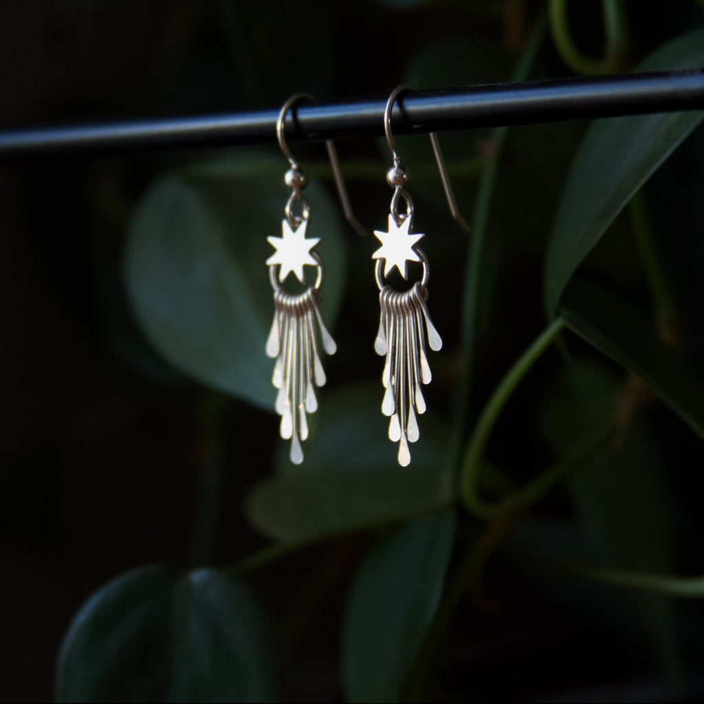 Celestial Star Fringe Sterling Silver Earrings