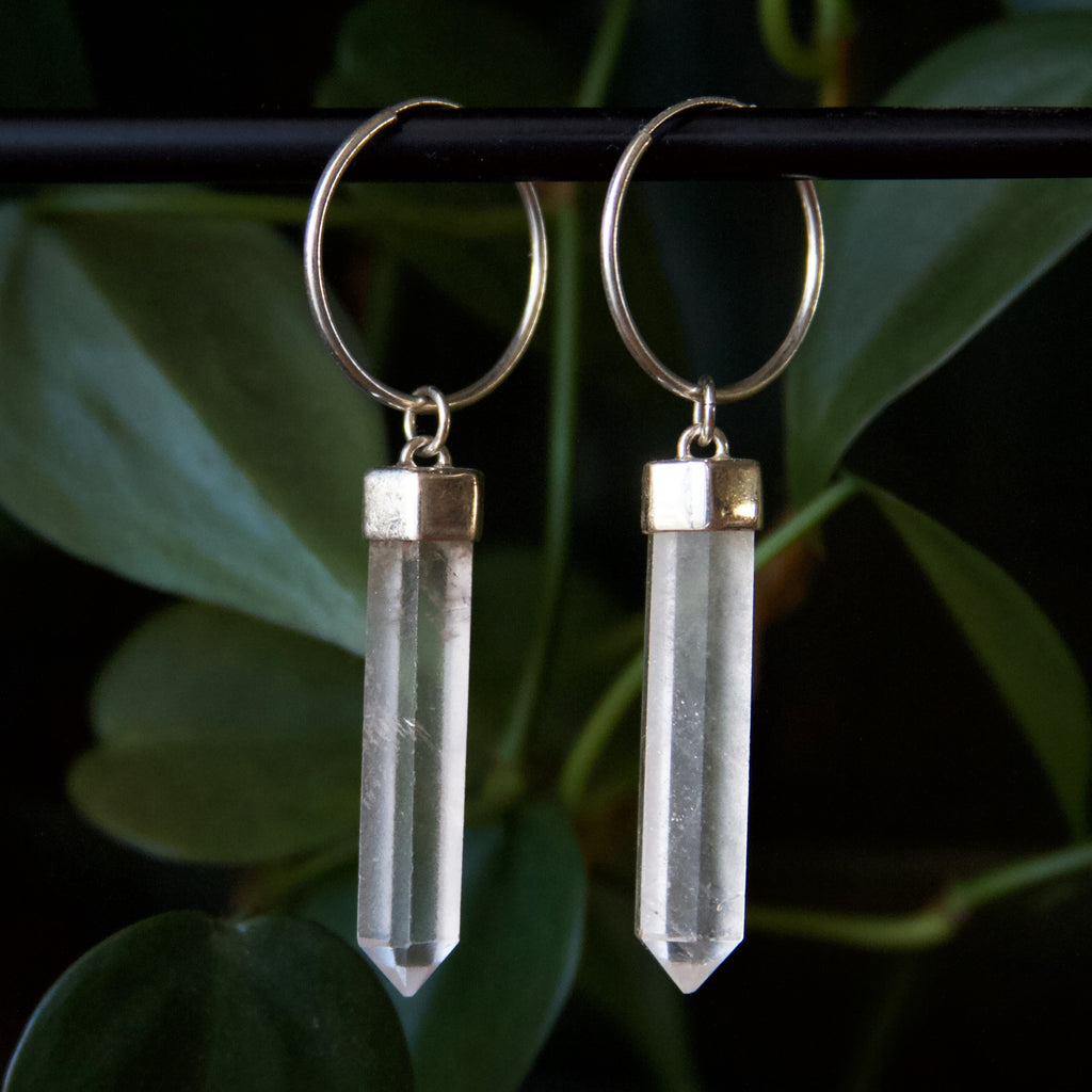 Quartz Traveler Sterling Silver Hoops