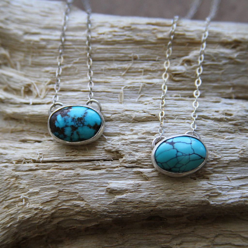 Turquoise Oval Sterling Silver Necklace