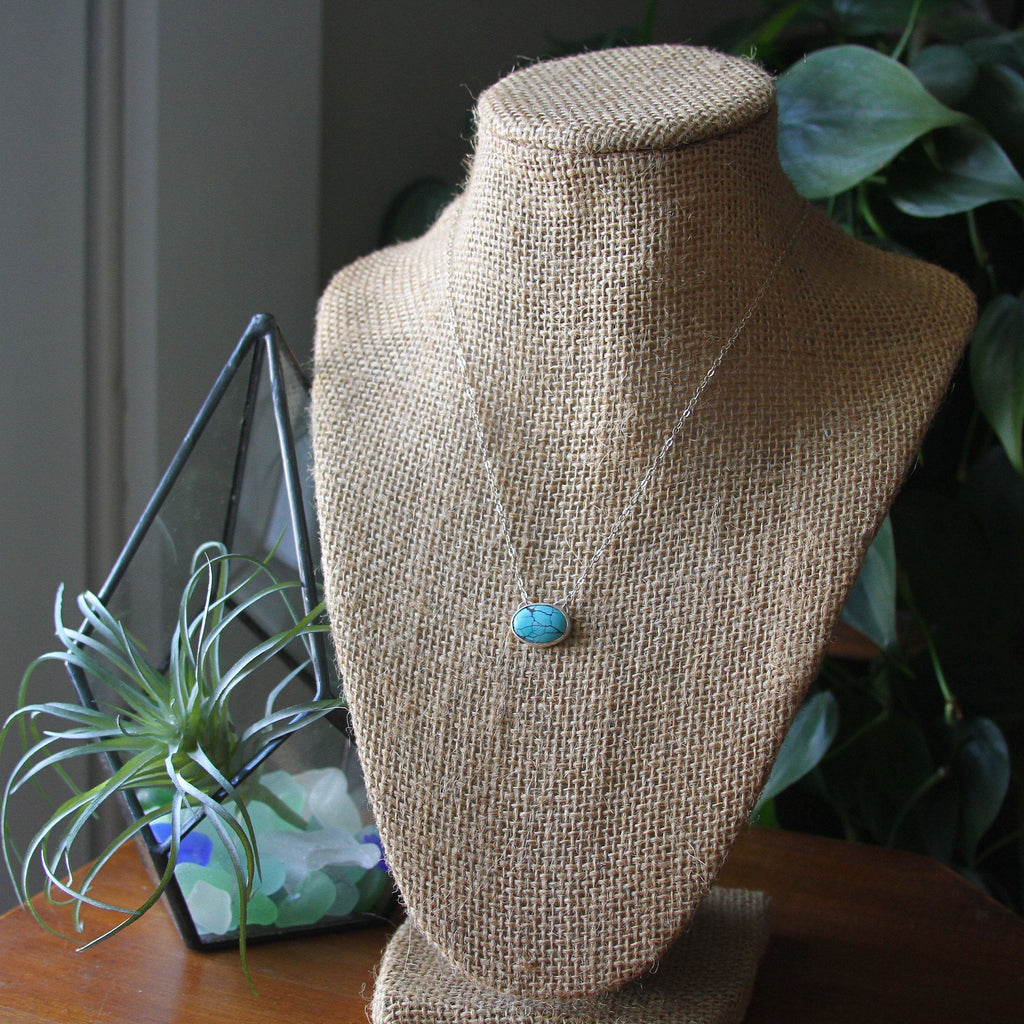 Turquoise Oval Sterling Silver Necklace