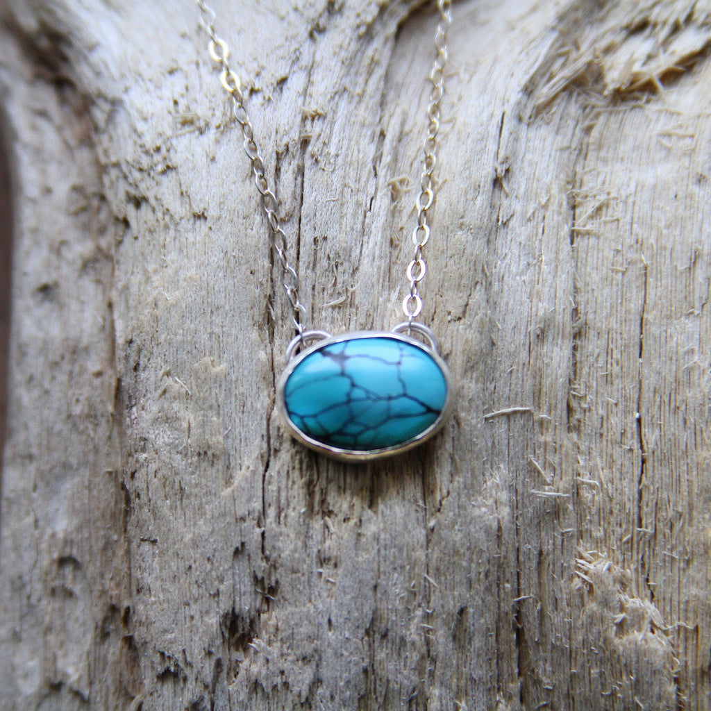 Turquoise Oval Sterling Silver Necklace