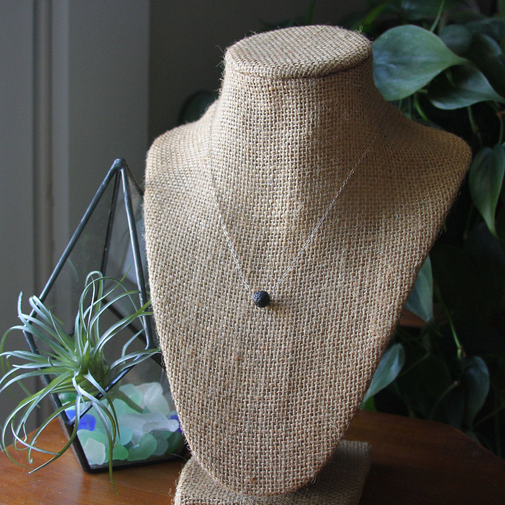 Lava Stone Essential Oil Sterling Silver Necklace