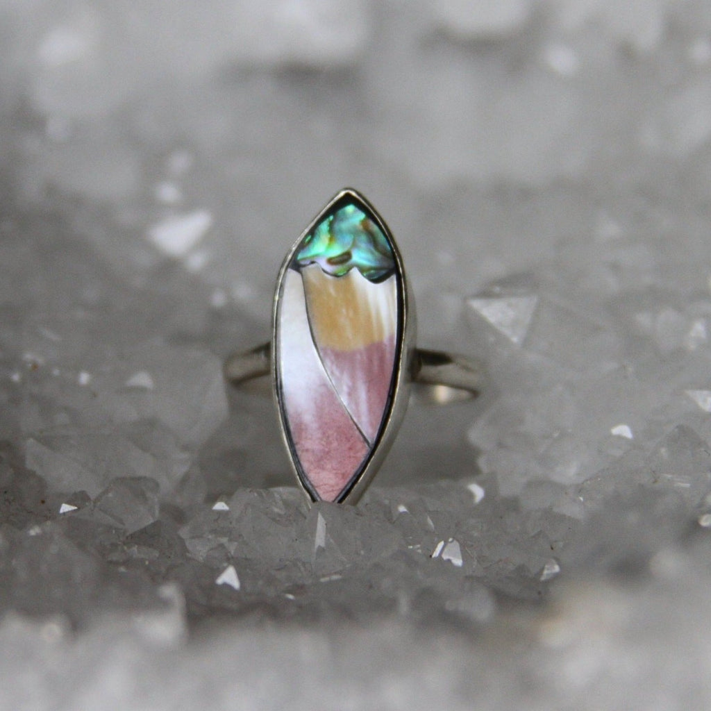 Abalone Mother of Pearl Surfboard Shell Sterling Silver Ring